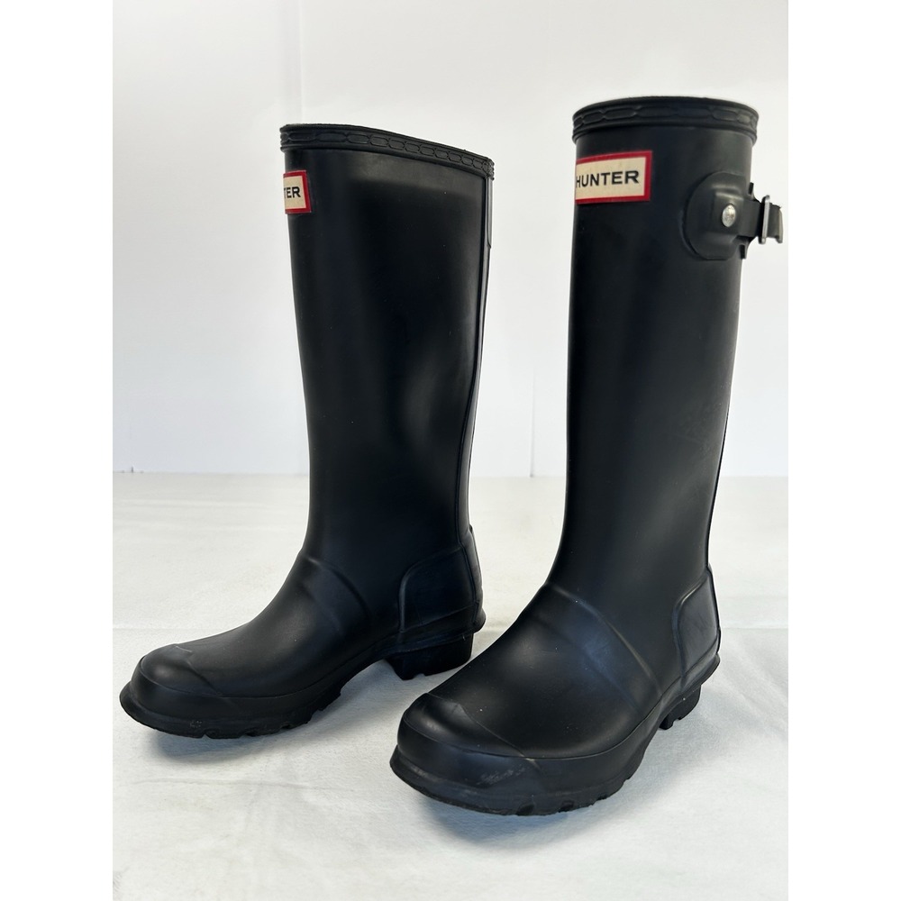 Hunter Original Kids Reflective Rain Boots Black Sz 1Y Boys/Sz 2Y Girls